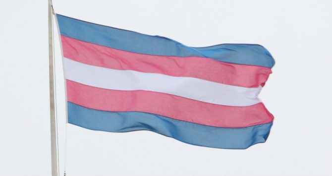 A transgender flag flies in London, UK