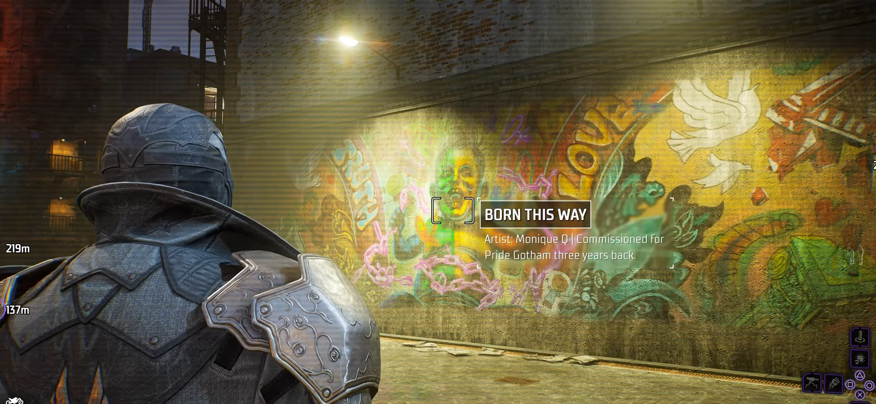 Gotham Knights player character staring at the colors